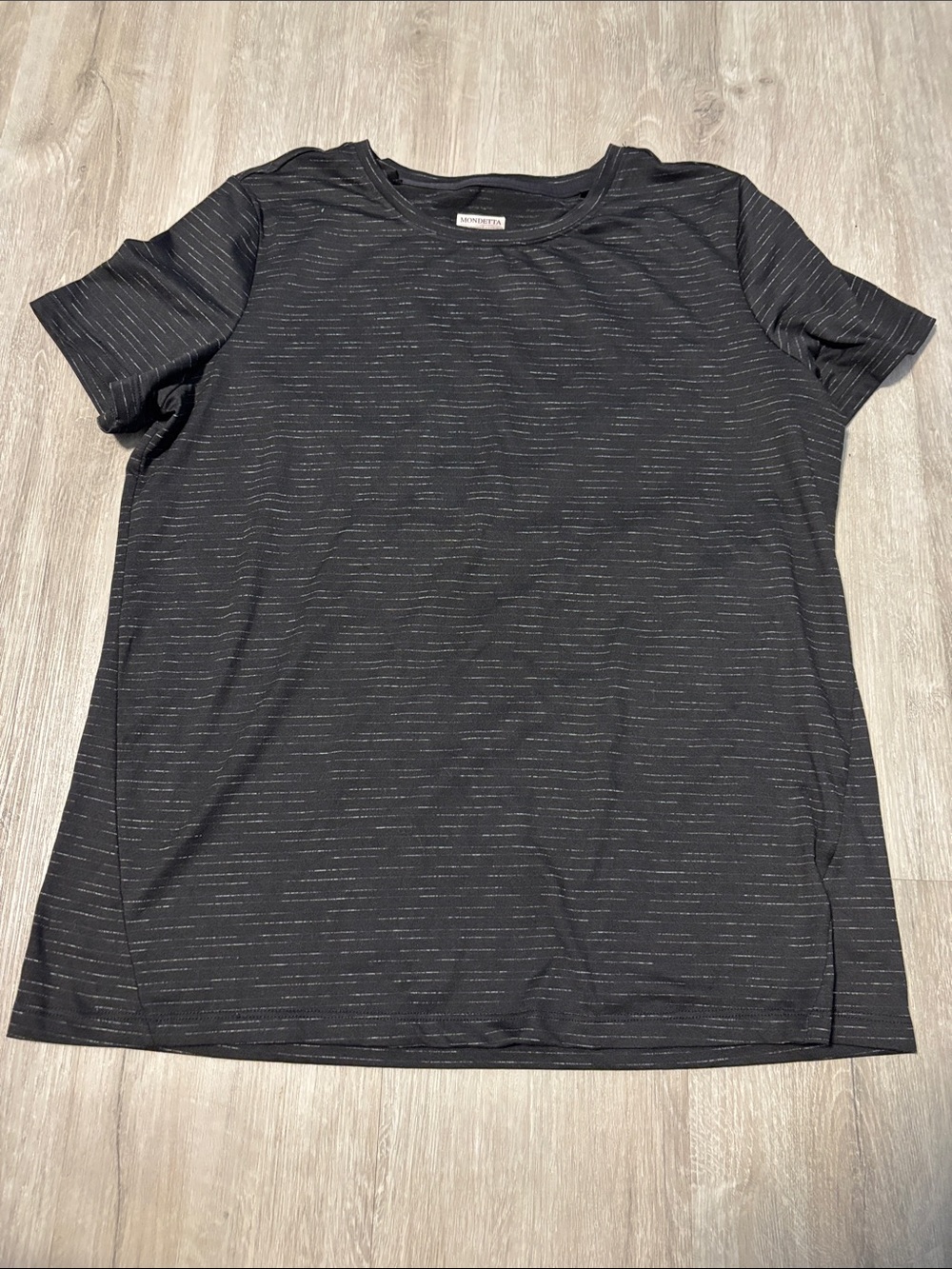 Mondetta Short Sleeve Crew Tee - Black with Heathered Stripes